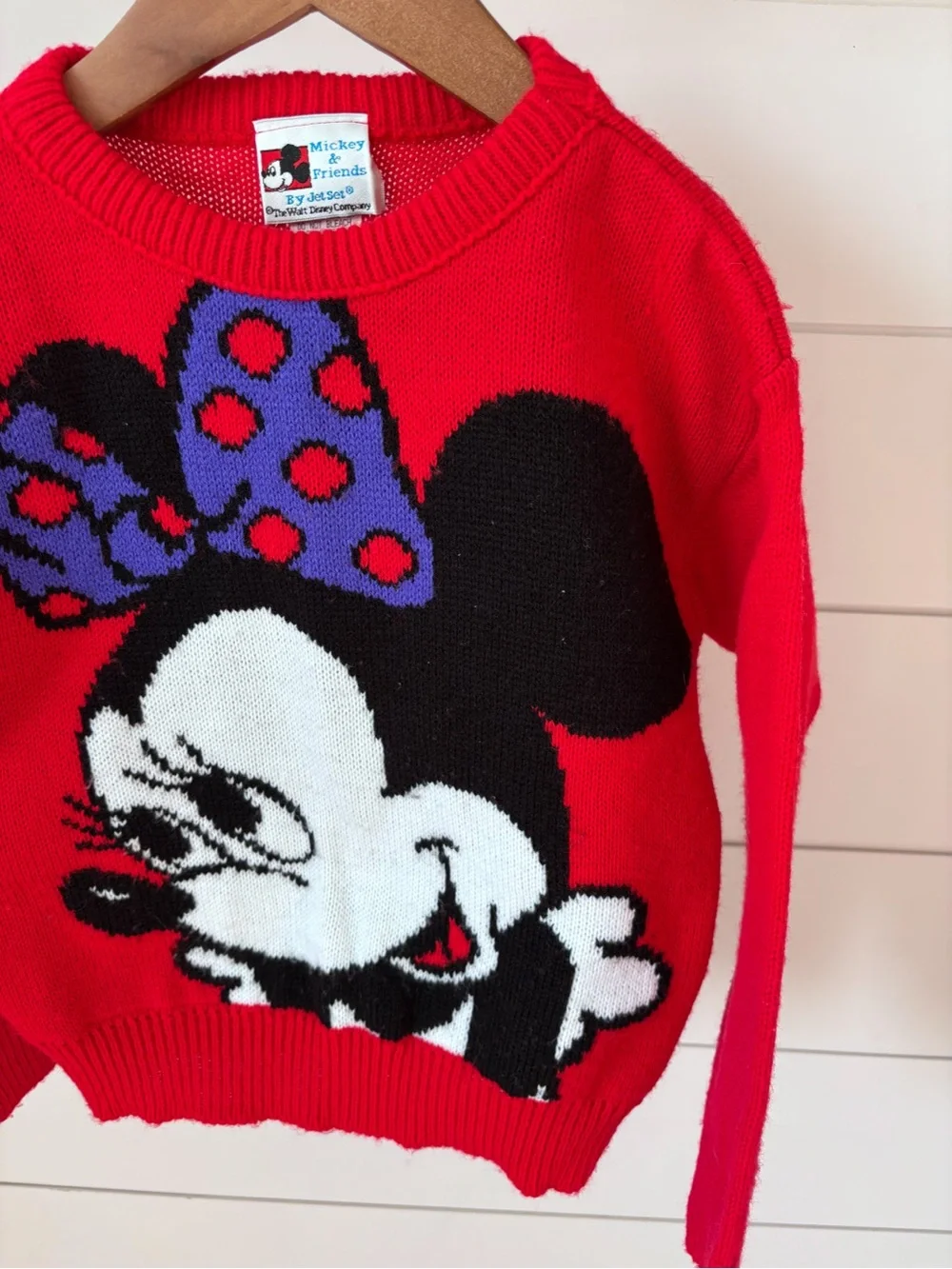 Vintage Disney Red Sweater with Black & Purple Minnie Detail